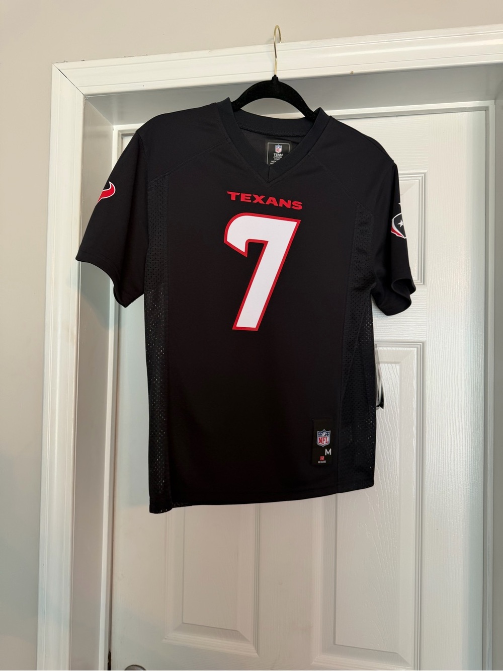NFL Texans #7 Black Jersey with White and Red Accents